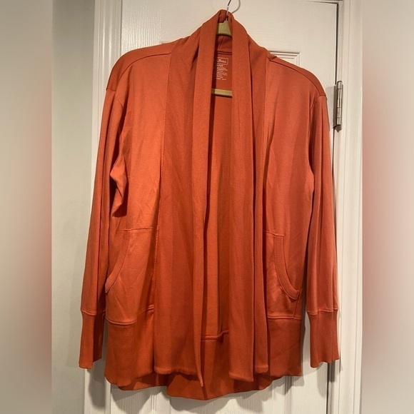 L.L. Bean Sweaters - L.L. Bean 100% Pima Cotton Coral Orange Open Front Summer Cardigan Size Medium P